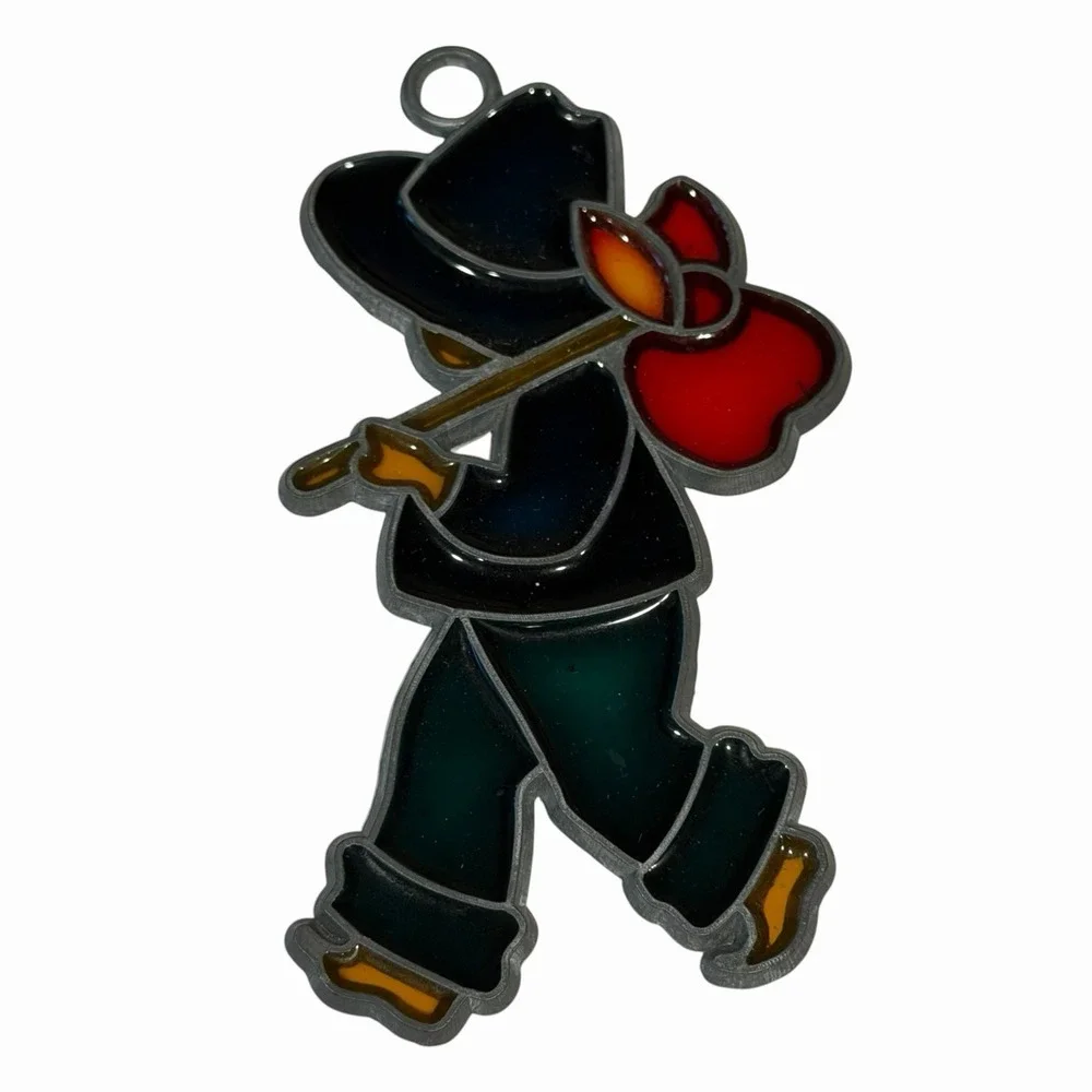 Vtg Hobo Hitch Hiker Suncatcher Sun Catcher Enamel & Metal Window Decor Ornament